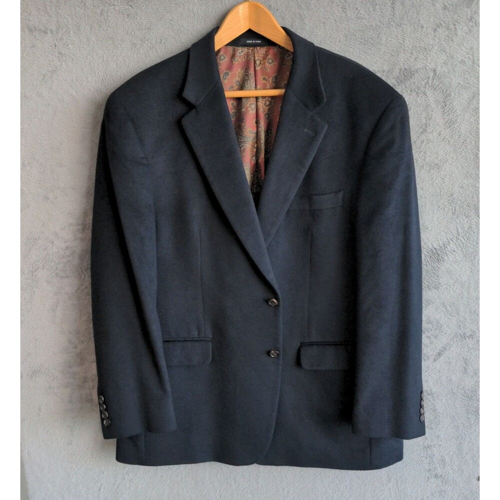 Lauren Ralph Lauren Silk Wool Cashmere Black/Blue Blazer Jacket Suit Paisley - Picture 2 of 11